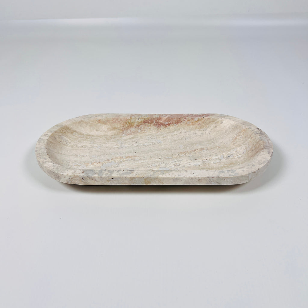 Travertine Oval Splotched Tray