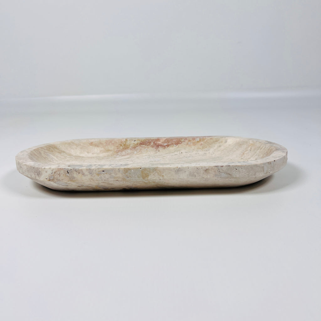 Travertine Oval Splotched Tray