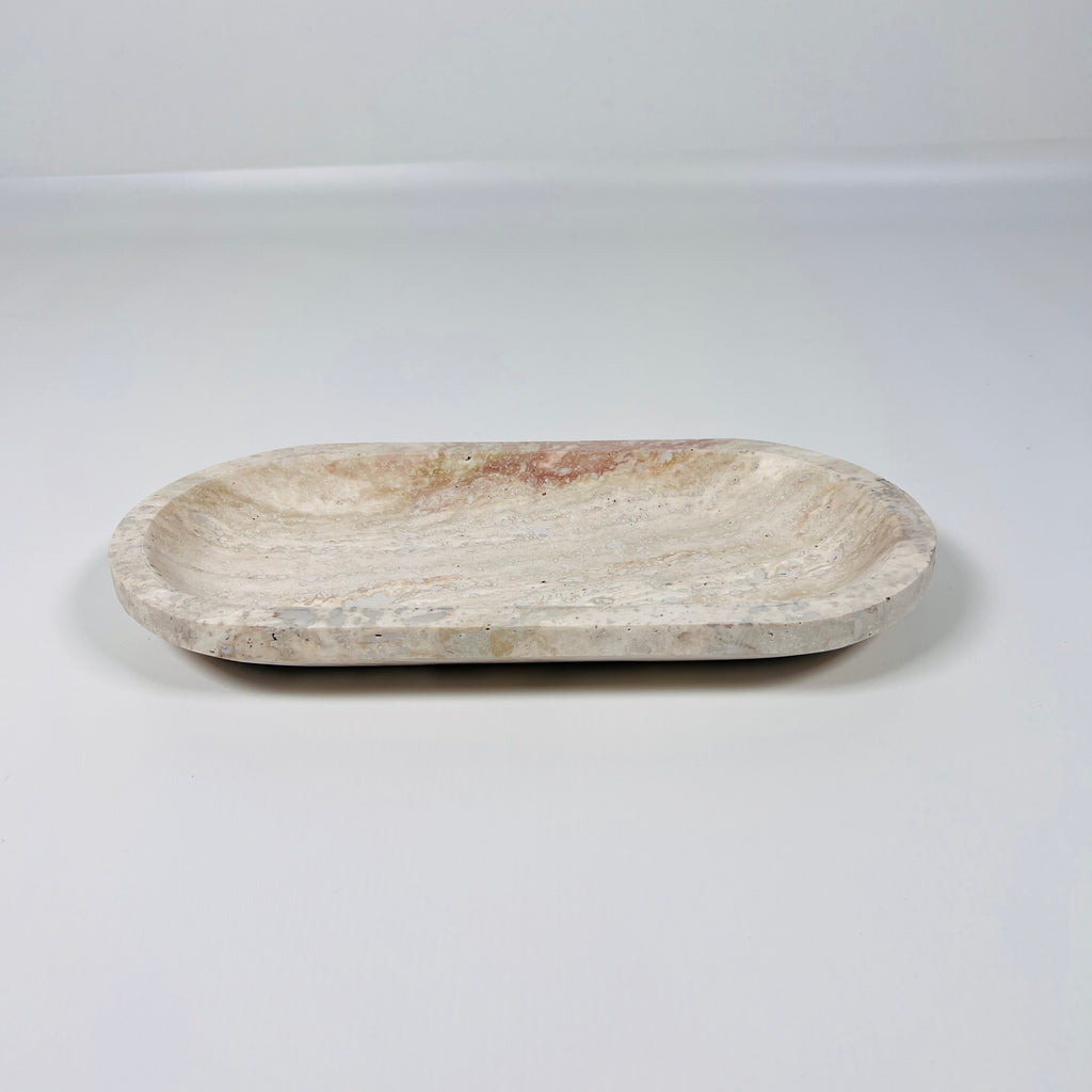 Travertine Oval Splotched Tray