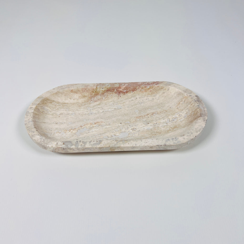 Travertine Oval Splotched Tray