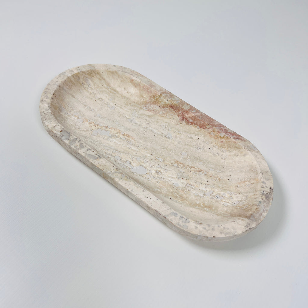 Travertine Oval Splotched Tray