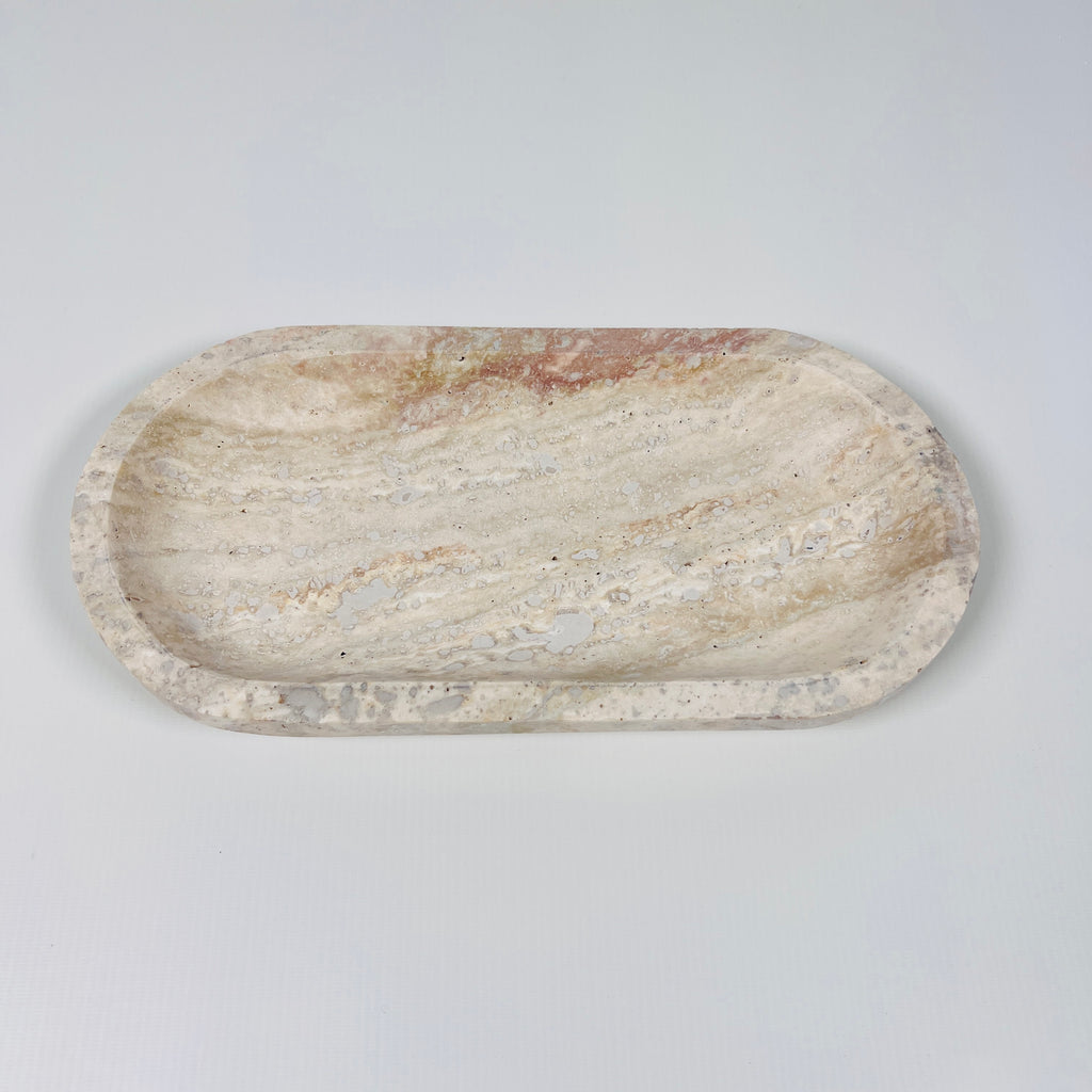 Travertine Oval Splotched Tray