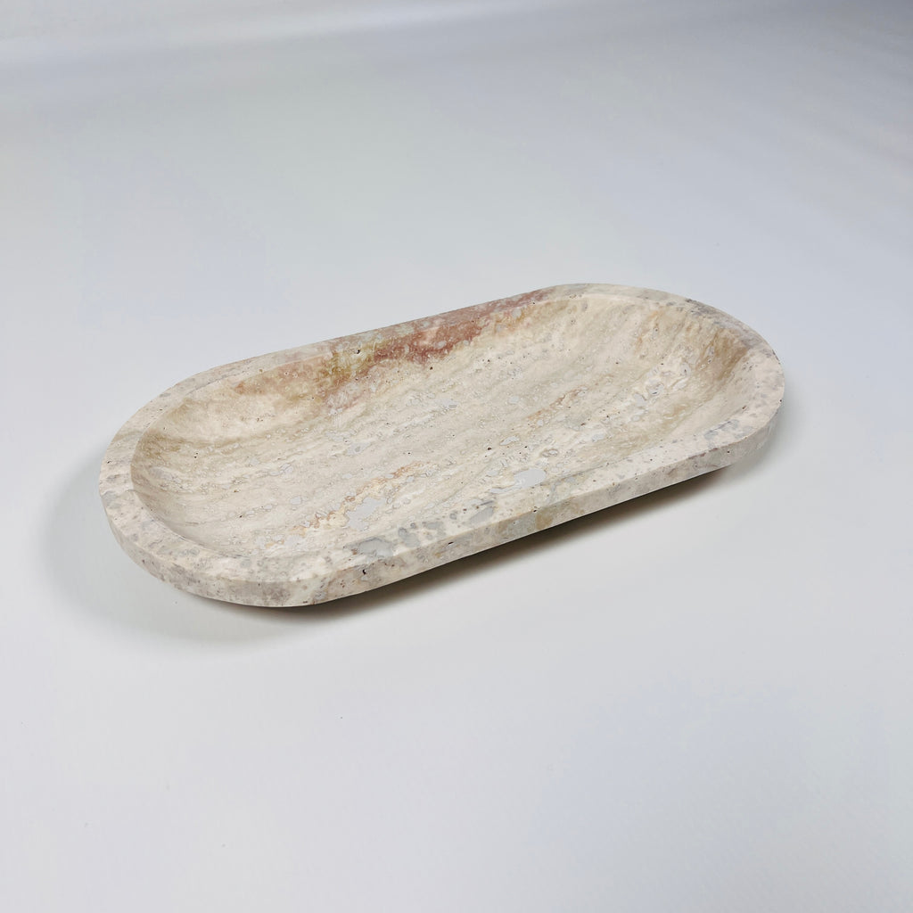 Travertine Oval Splotched Tray