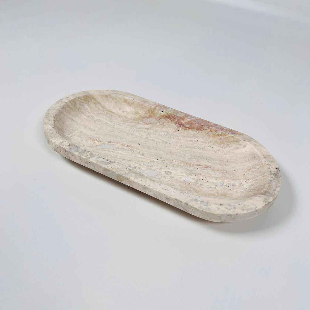 Travertine Oval Splotched Tray