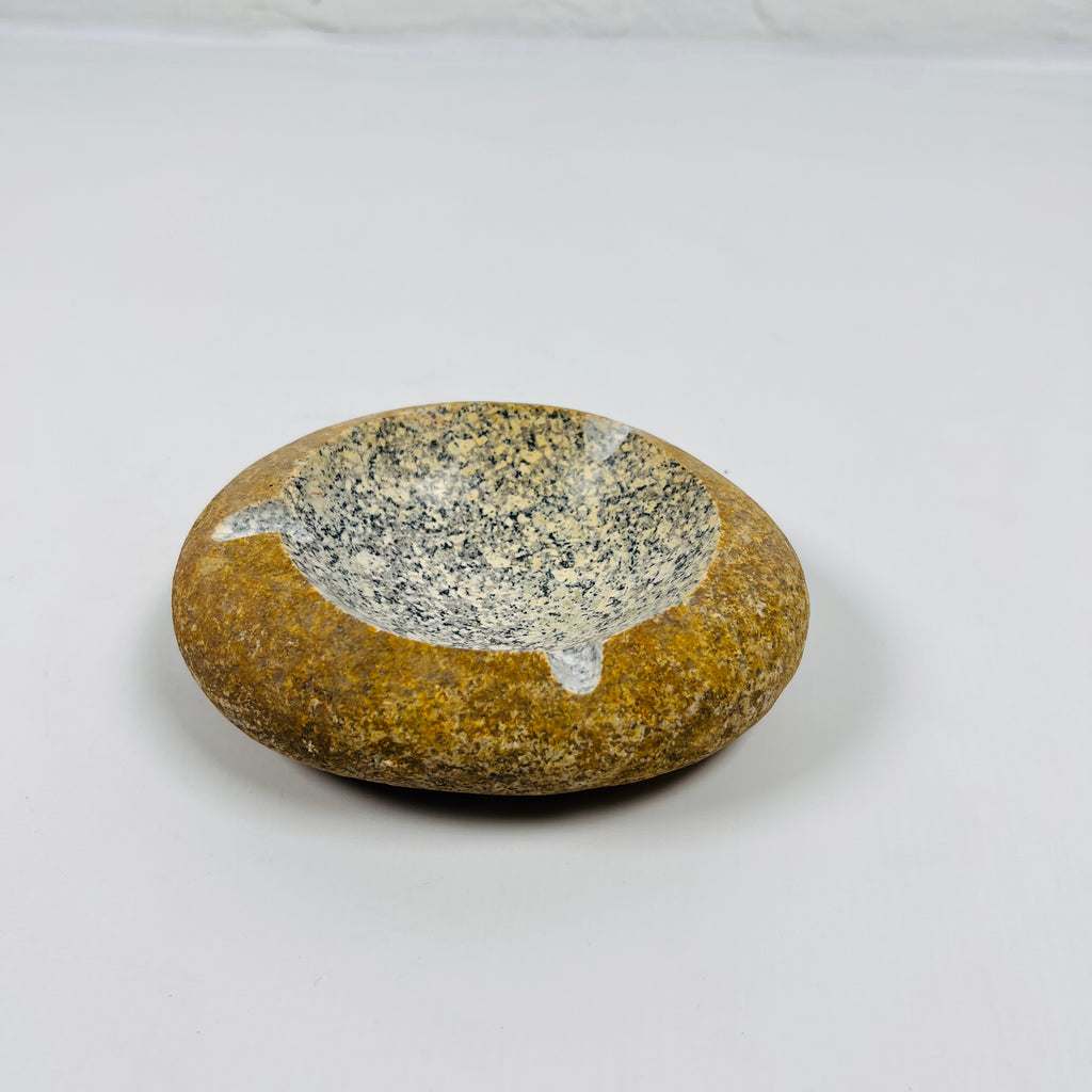 River Stone Mustard Spotted Ash Tray