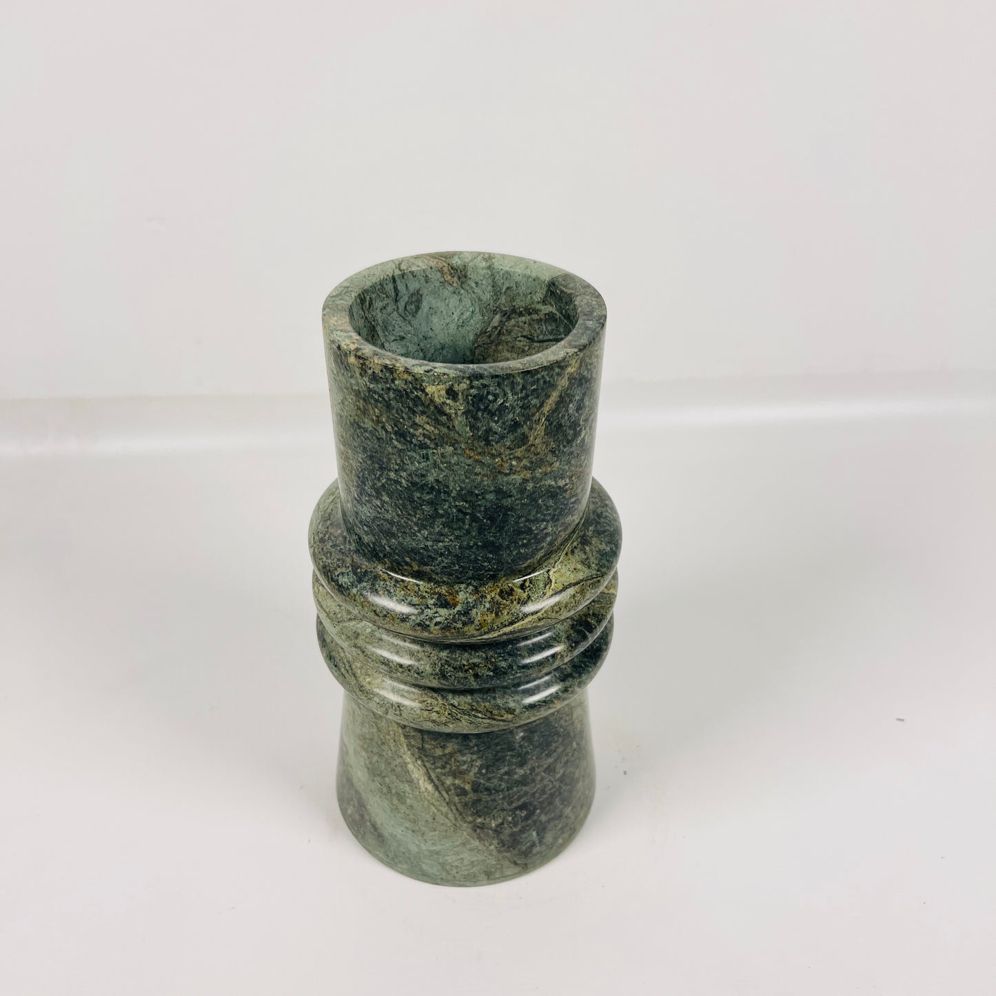 Ringed Marble Vase - Green