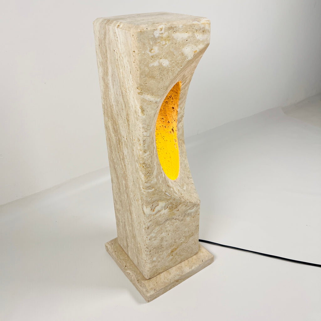 Irregular Crescent Travertine Table Lamp