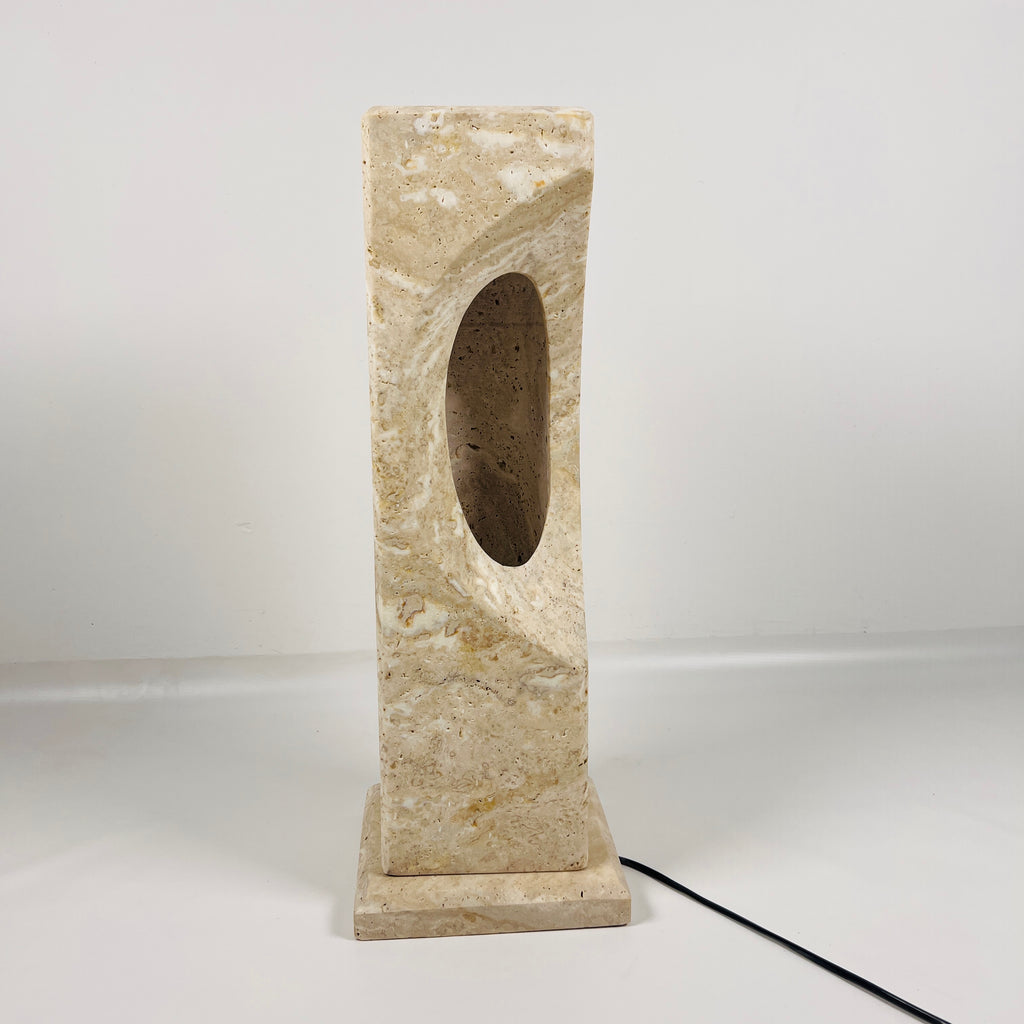 Irregular Crescent Travertine Table Lamp