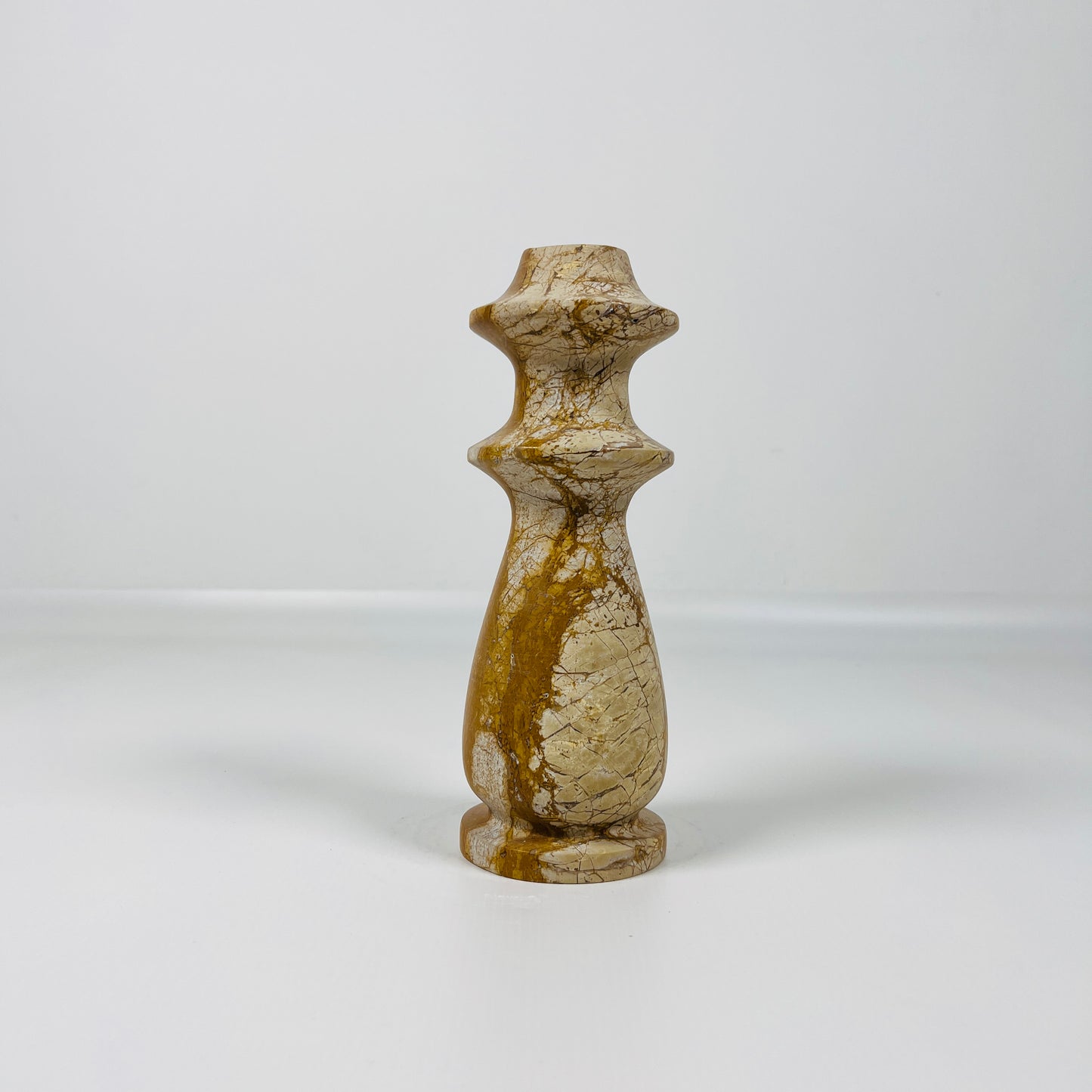 Ringed Bulb Candle Stand - Beige
