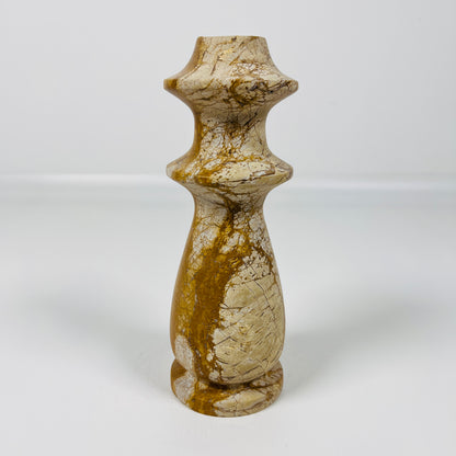 Ringed Bulb Candle Stand - Beige