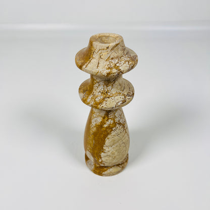 Ringed Bulb Candle Stand - Beige