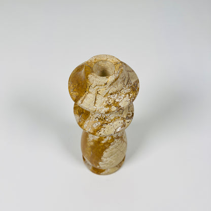 Ringed Bulb Candle Stand - Beige