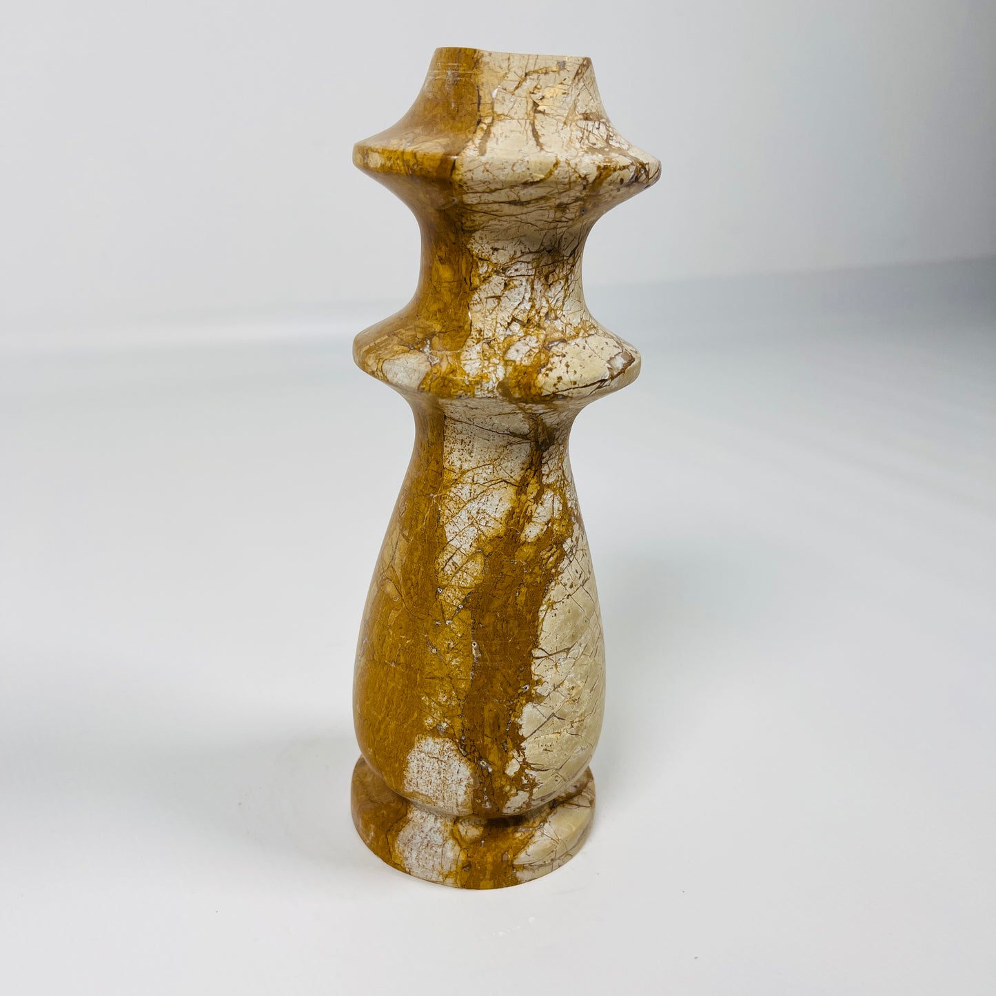 Ringed Bulb Candle Stand - Beige