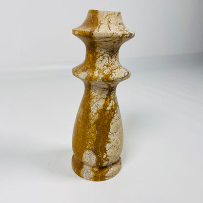 Ringed Bulb Candle Stand - Beige