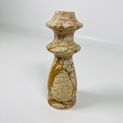 Ringed Bulb Candle Stand - Beige