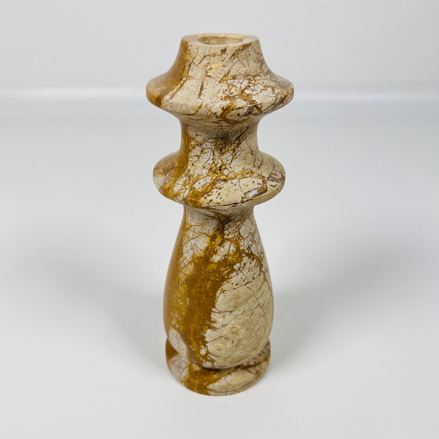Ringed Bulb Candle Stand - Beige