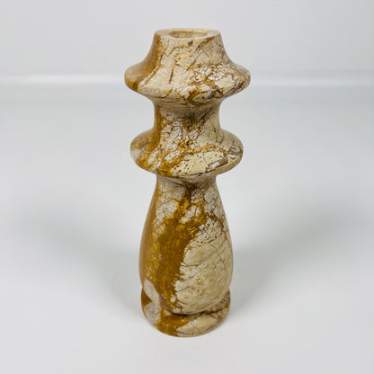 Ringed Bulb Candle Stand - Beige