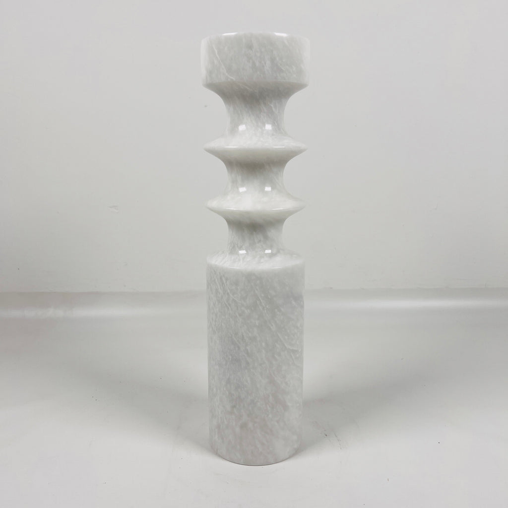 Bulged Disc White Marble Candle Stand(Large)