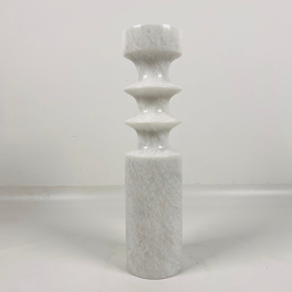 Bulged Disc White Marble Candle Stand(Large)