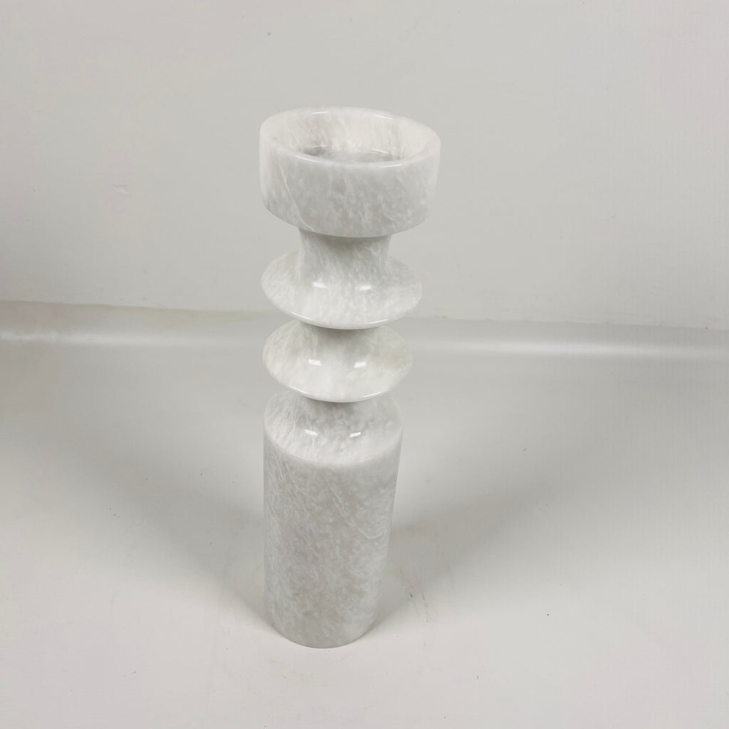 Bulged Disc White Marble Candle Stand(Large)