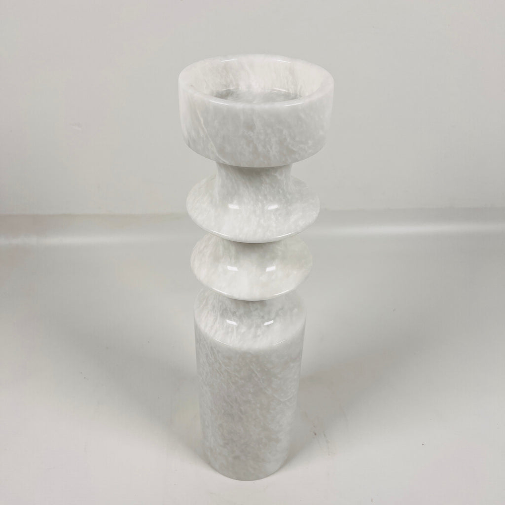 Bulged Disc White Marble Candle Stand(Large)