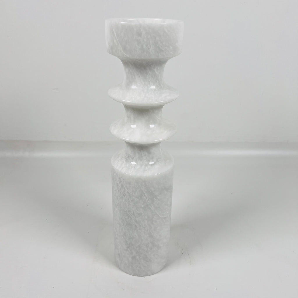 Bulged Disc White Marble Candle Stand(Large)