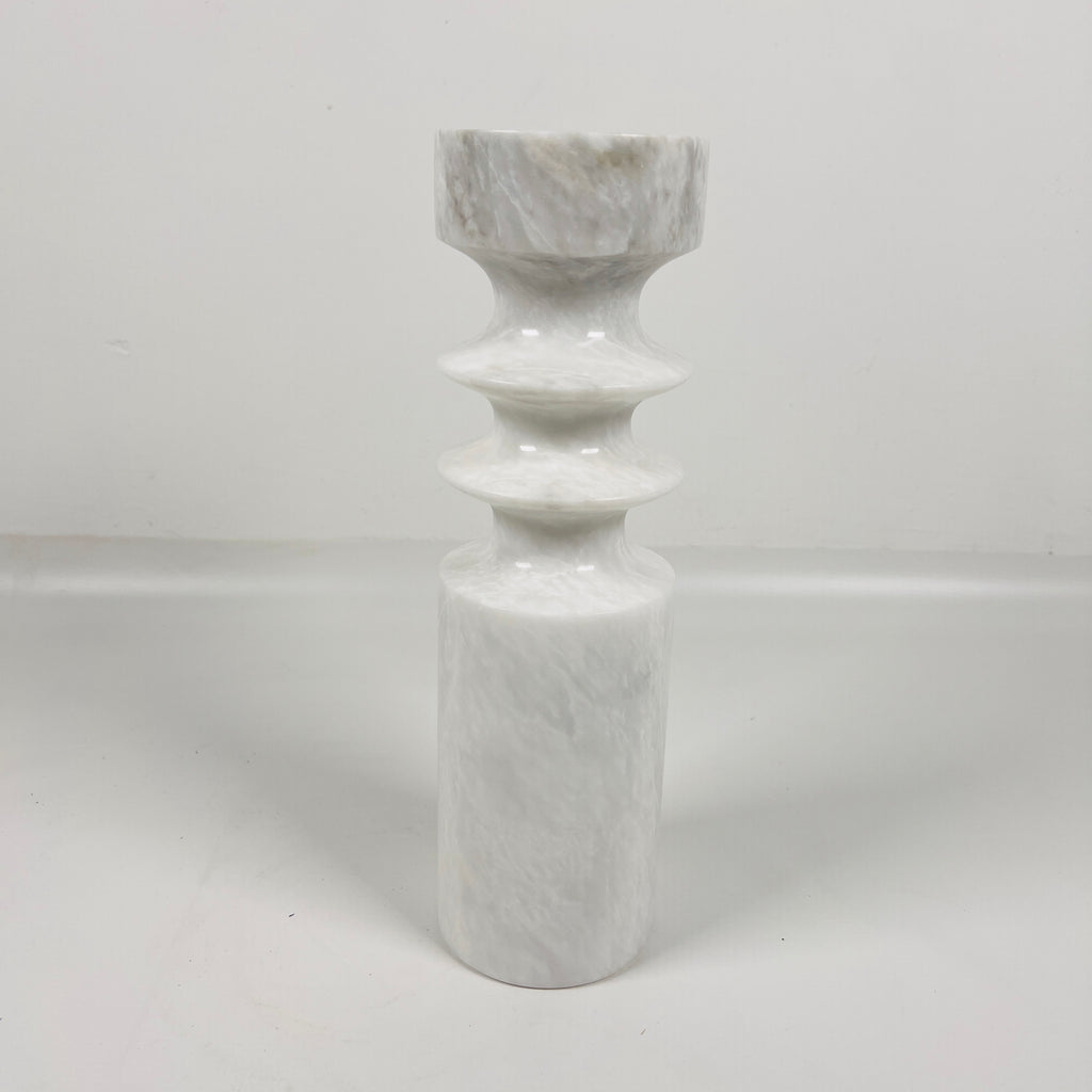 Bulged Disc White Marble Candle Stand(Medium)