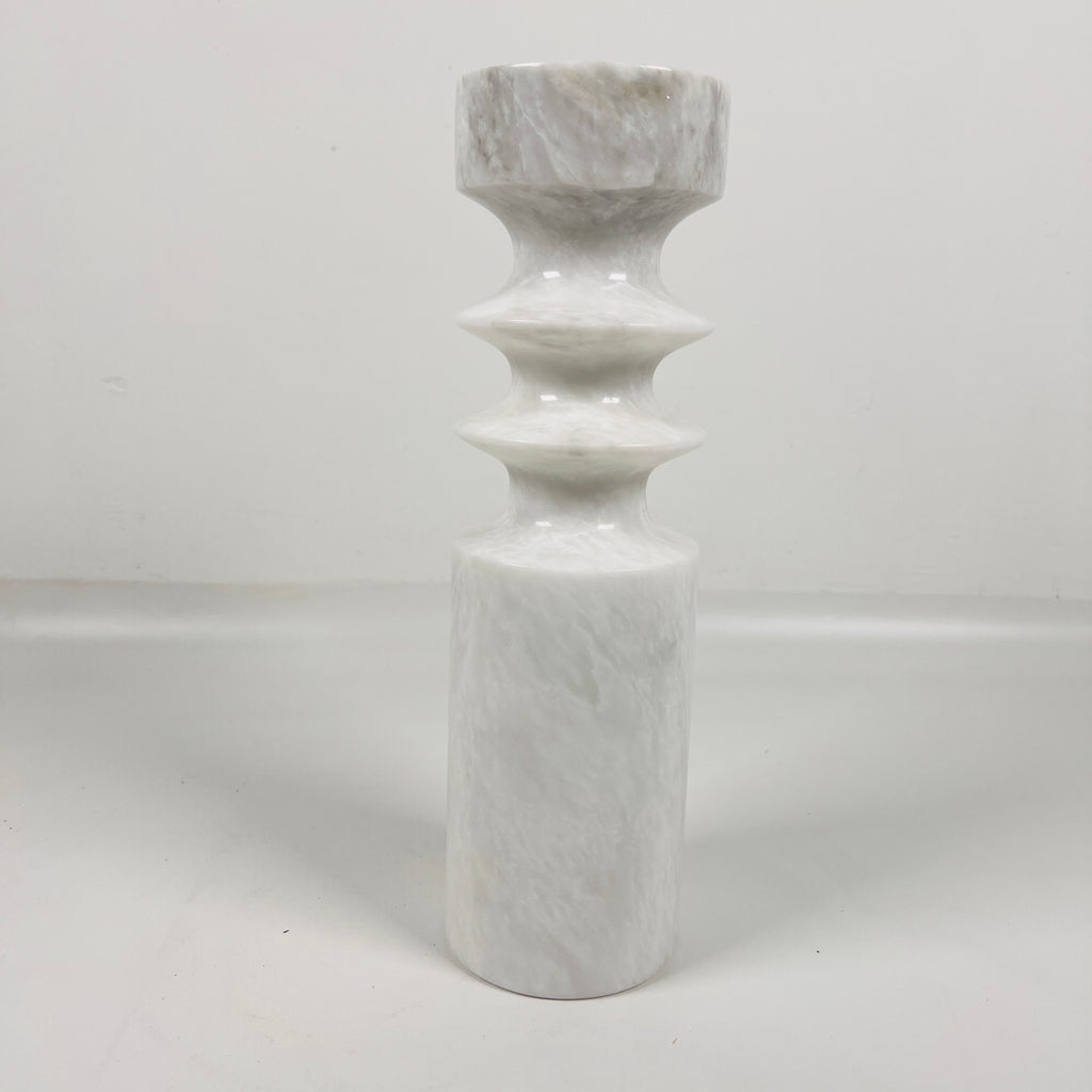 Bulged Disc White Marble Candle Stand(Medium)