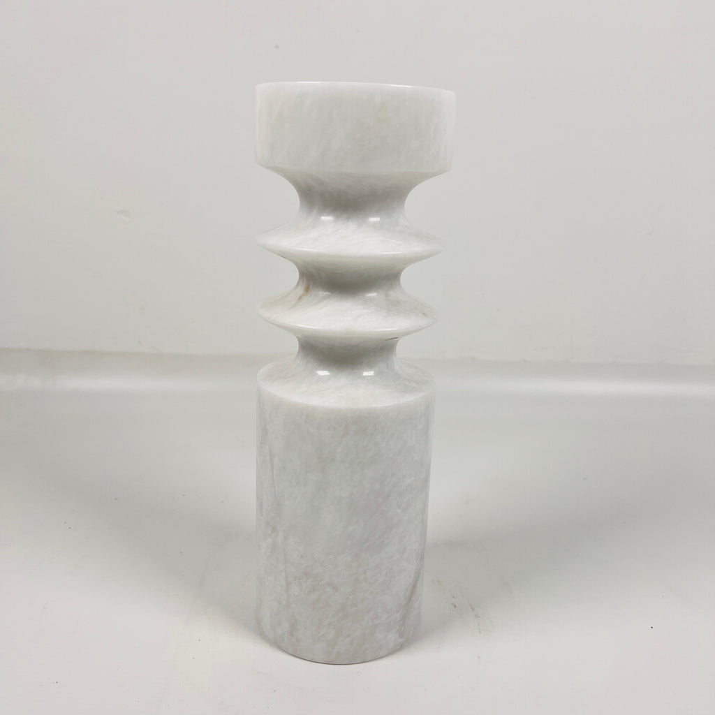 Bulged Disc White Marble Candle Stand(Small)