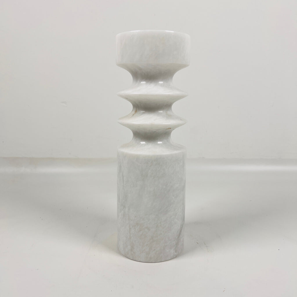 Bulged Disc White Marble Candle Stand(Small)