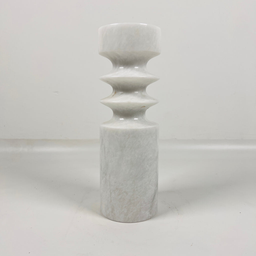 Bulged Disc White Marble Candle Stand(Small)