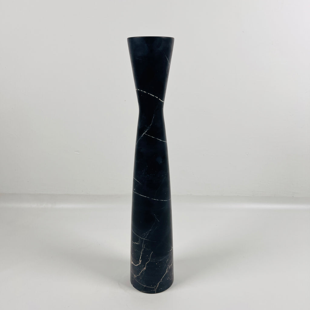 Long Funnel Black Marble Candle Stand (Large)