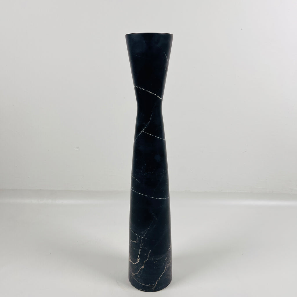 Long Funnel Black Marble Candle Stand (Large)