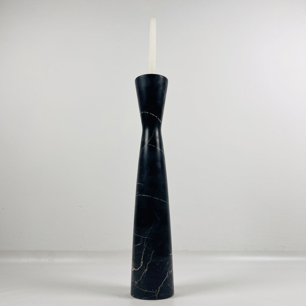 Long Funnel Black Marble Candle Stand (Large)