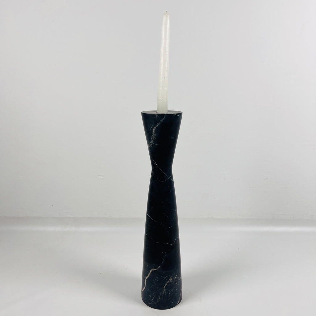 Long Funnel Black Marble Candle Stand (Medium)