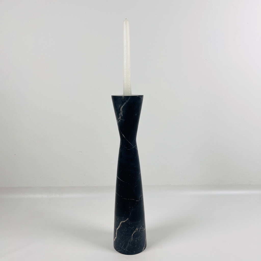 Long Funnel Black Marble Candle Stand (Medium)