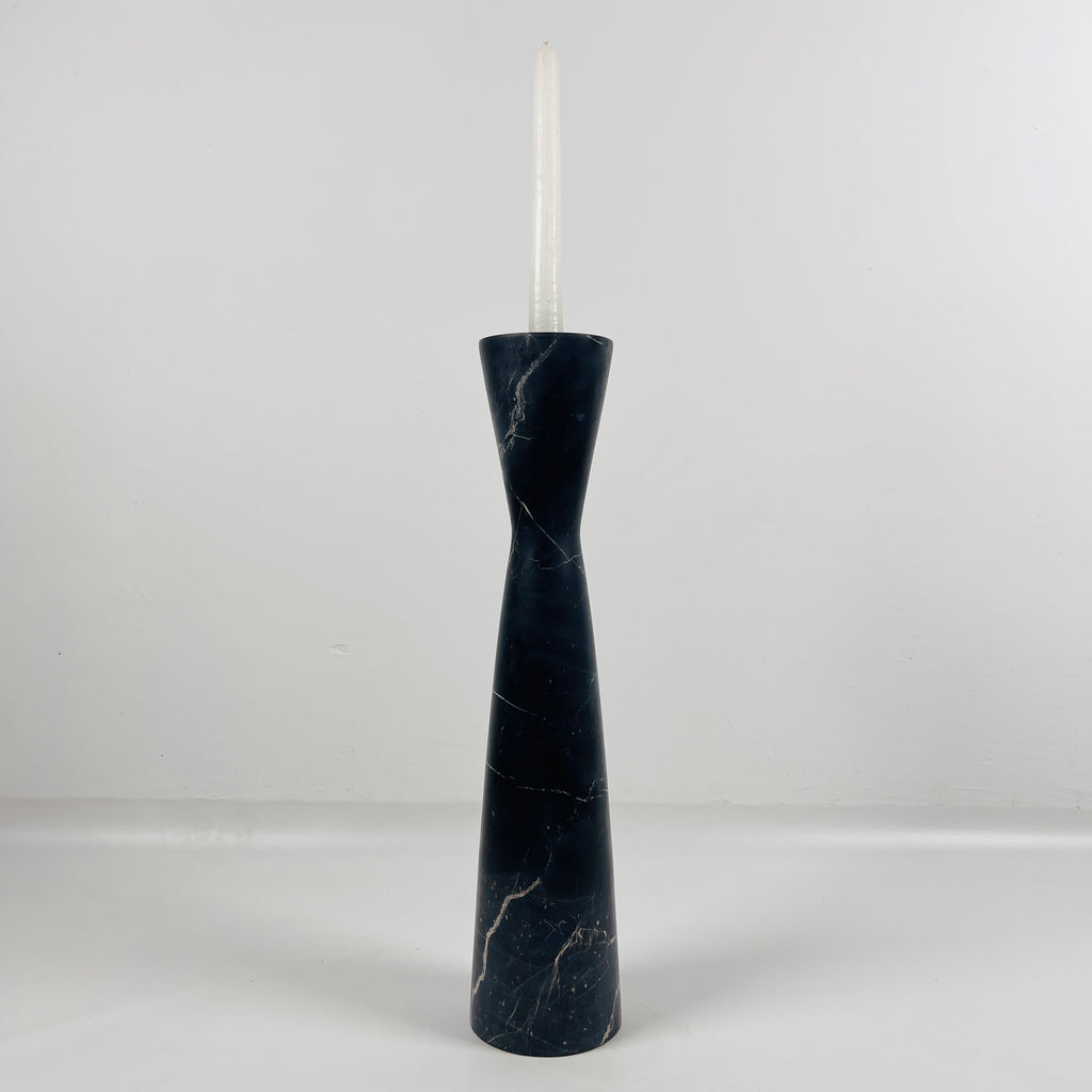 Long Funnel Black Marble Candle Stand (Medium)