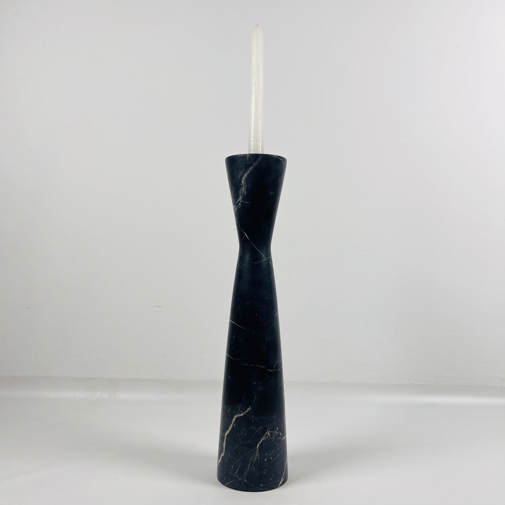 Long Funnel Black Marble Candle Stand (Medium)