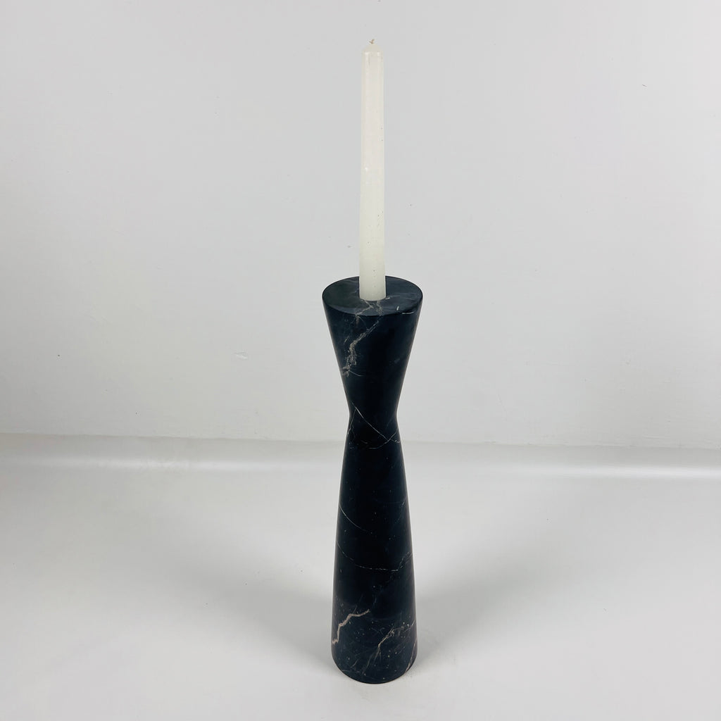 Long Funnel Black Marble Candle Stand (Medium)