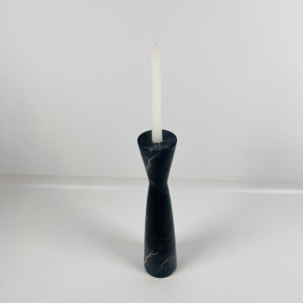 Long Funnel Black Marble Candle Stand (Medium)