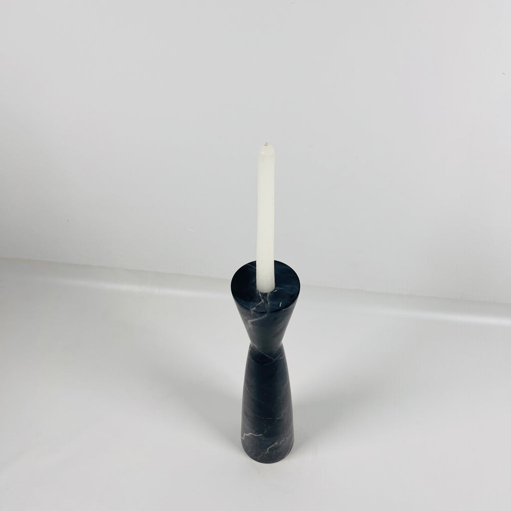 Long Funnel Black Marble Candle Stand (Medium)