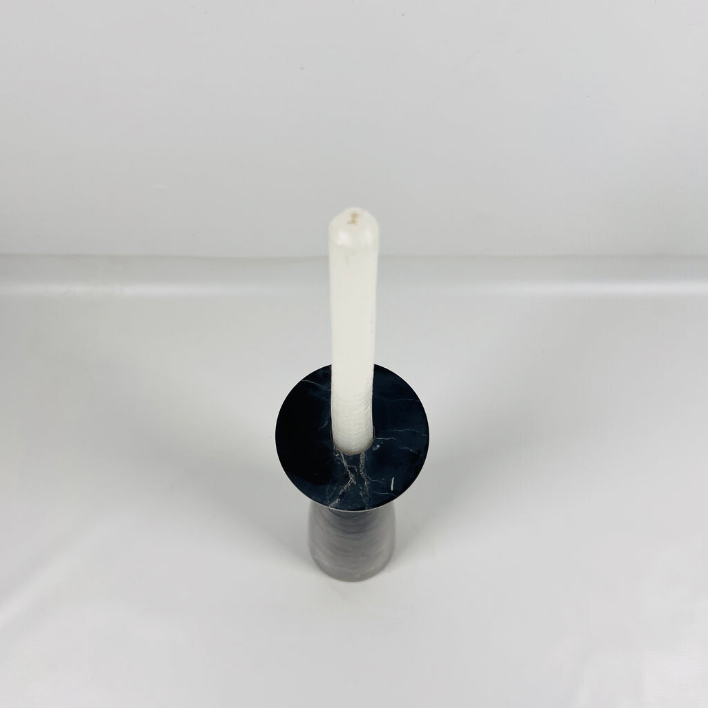 Long Funnel Black Marble Candle Stand (Medium)