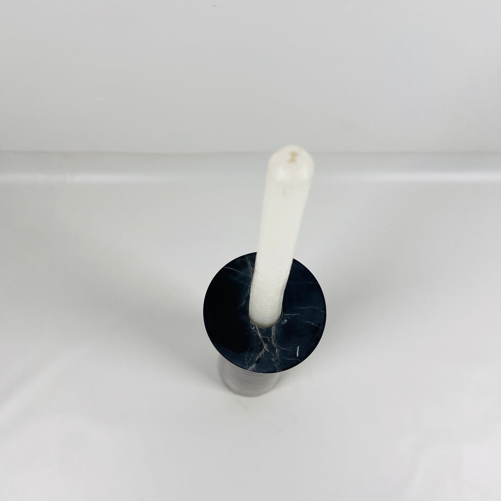 Long Funnel Black Marble Candle Stand (Medium)