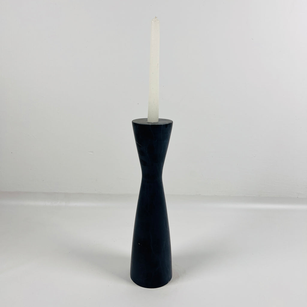 Long Funnel Black Marble Candle Stand (Small)