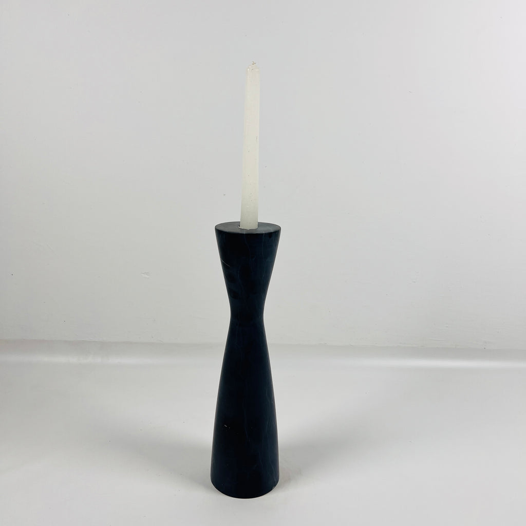 Long Funnel Black Marble Candle Stand (Small)