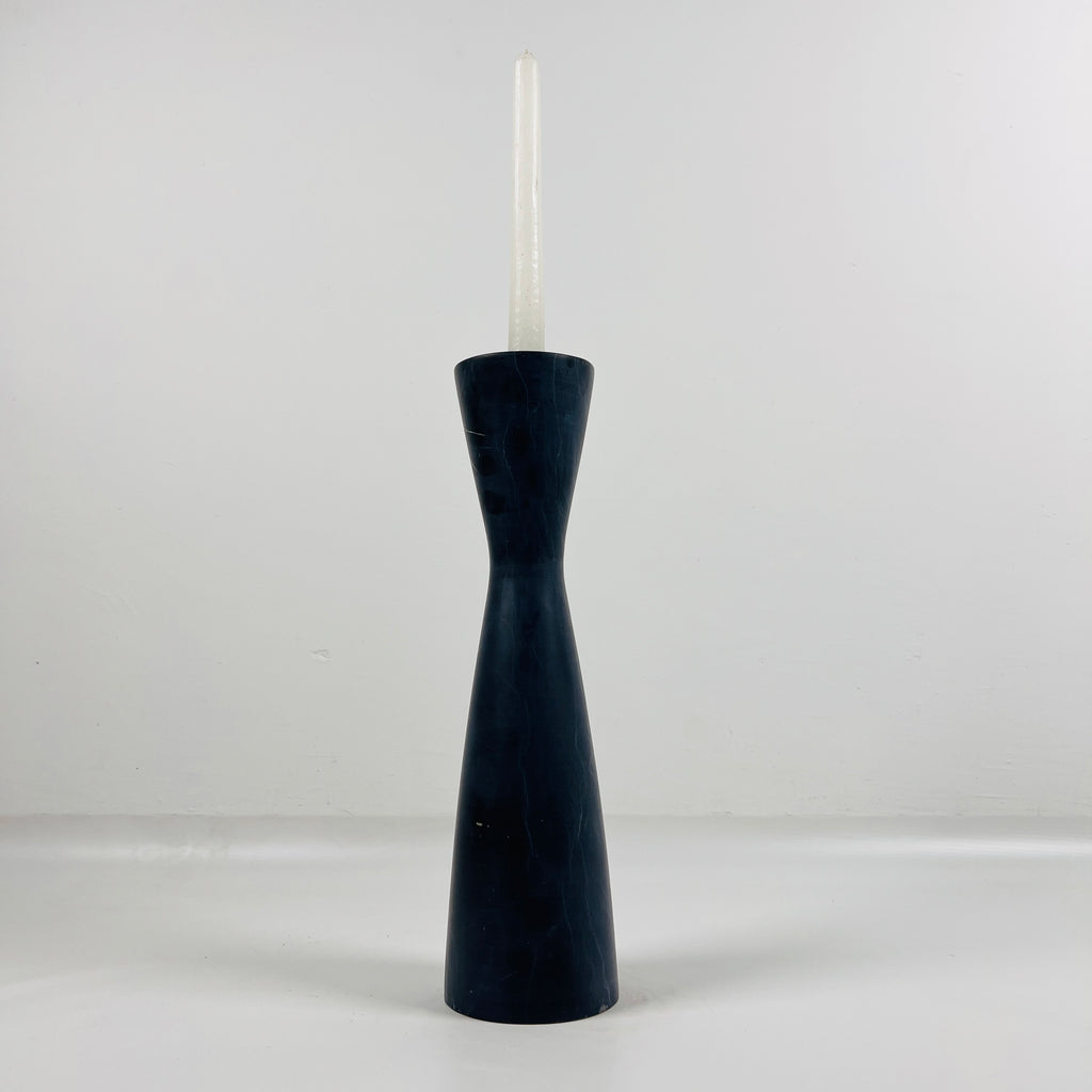 Long Funnel Black Marble Candle Stand (Small)