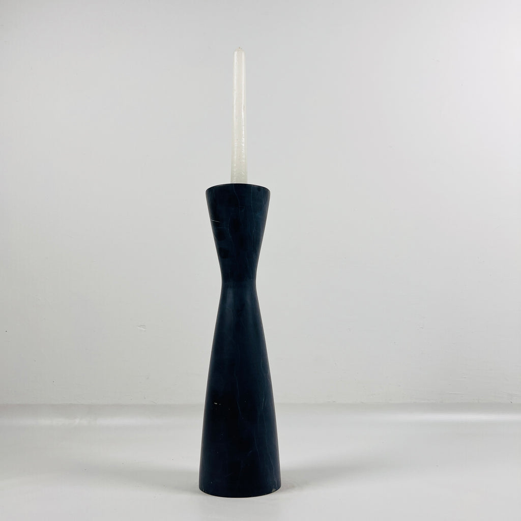 Long Funnel Black Marble Candle Stand (Small)