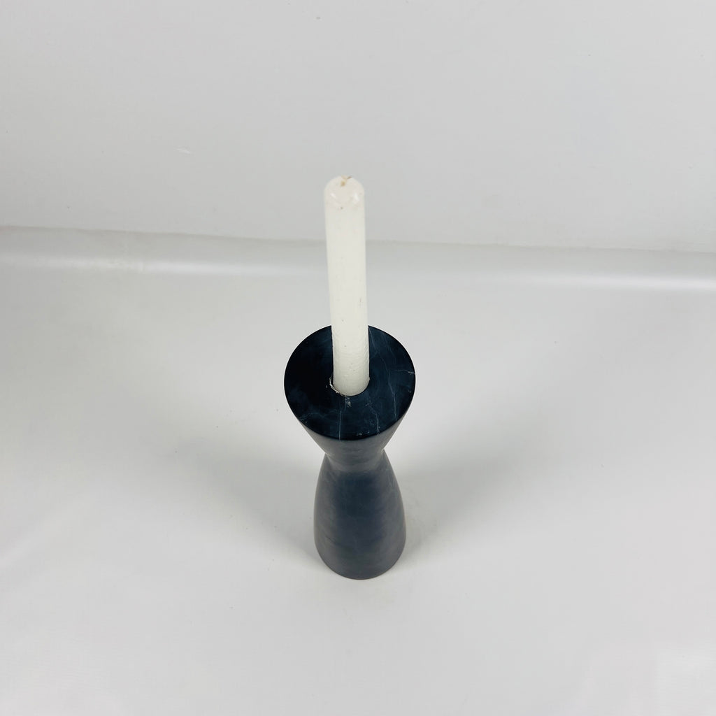 Long Funnel Black Marble Candle Stand (Small)