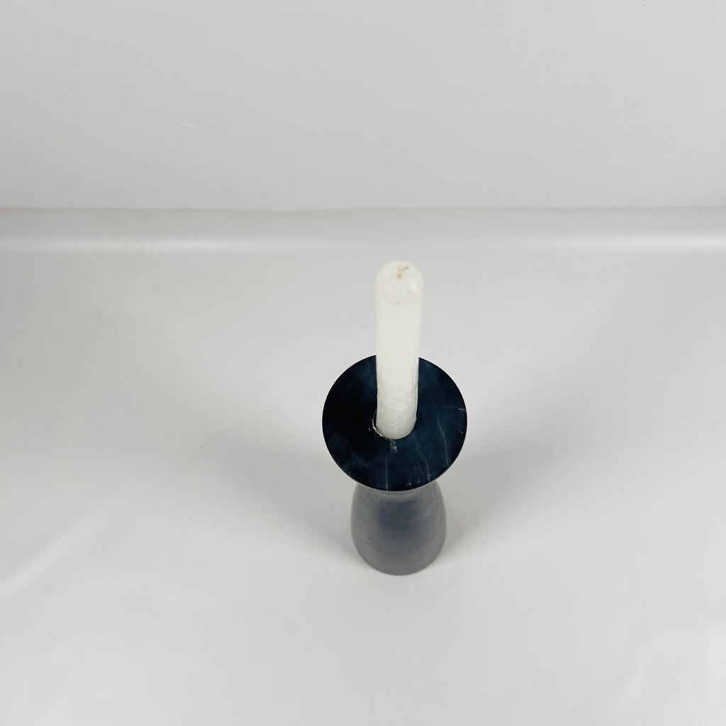 Long Funnel Black Marble Candle Stand (Small)