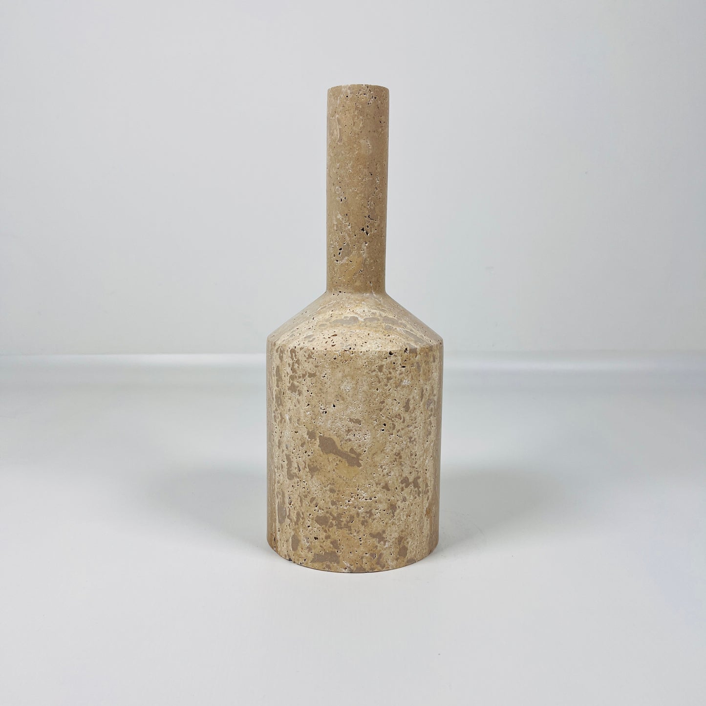 Tall-Neck Candle Stand - Travertine